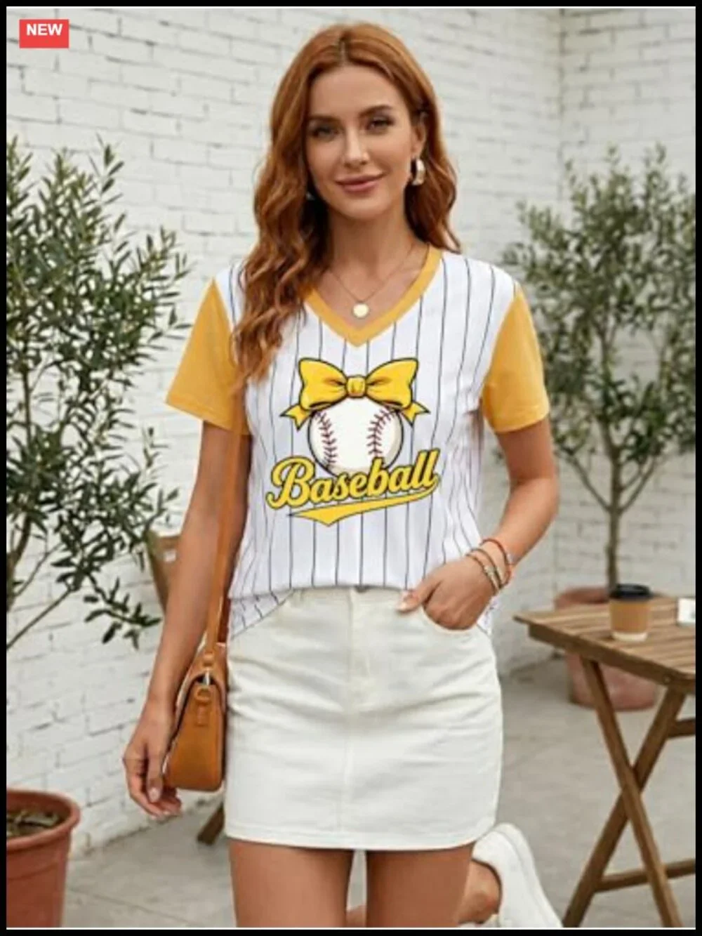 Women's Baseball Tee V-Neck Softball Shirt Game Day Top Cotton Blend